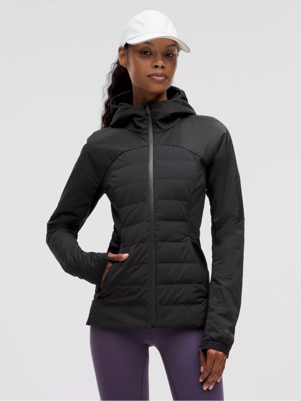 lululemon athletica Black Hooded Quilted Active Jacket